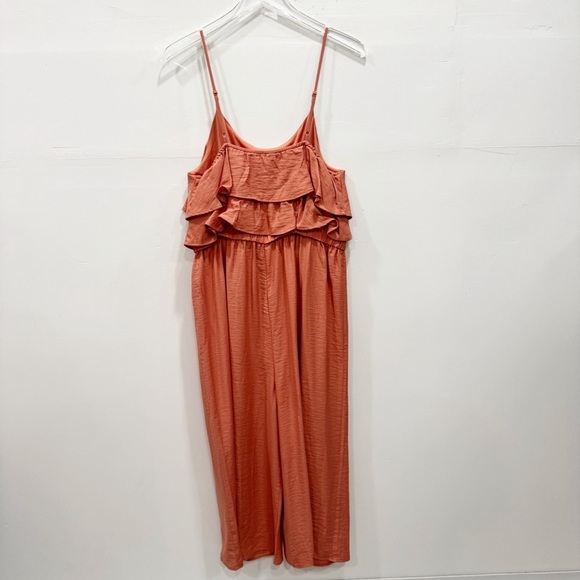 Hem & Thread Layered Ruffle Top Wide Leg Jumpsuit Thin Strap Belted Large - Picture 2 of 9